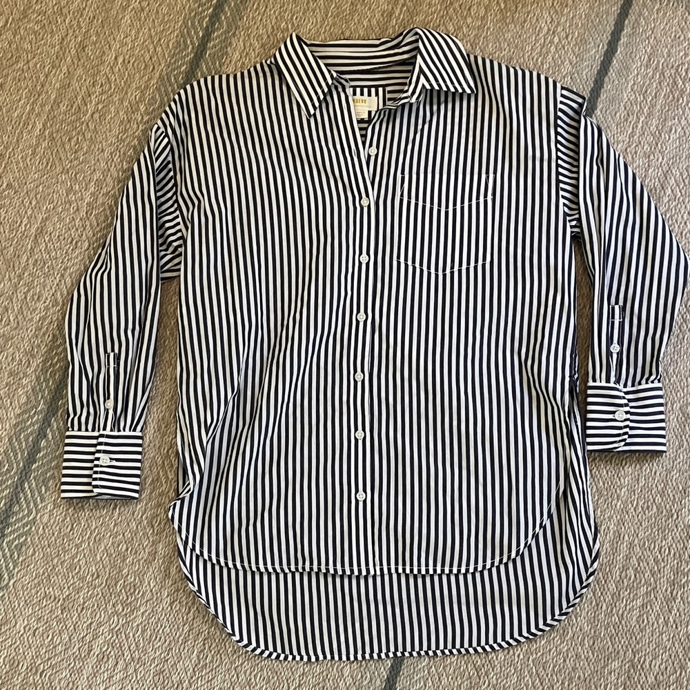 Maeve Classic Black and White Striped Women’s Shirt